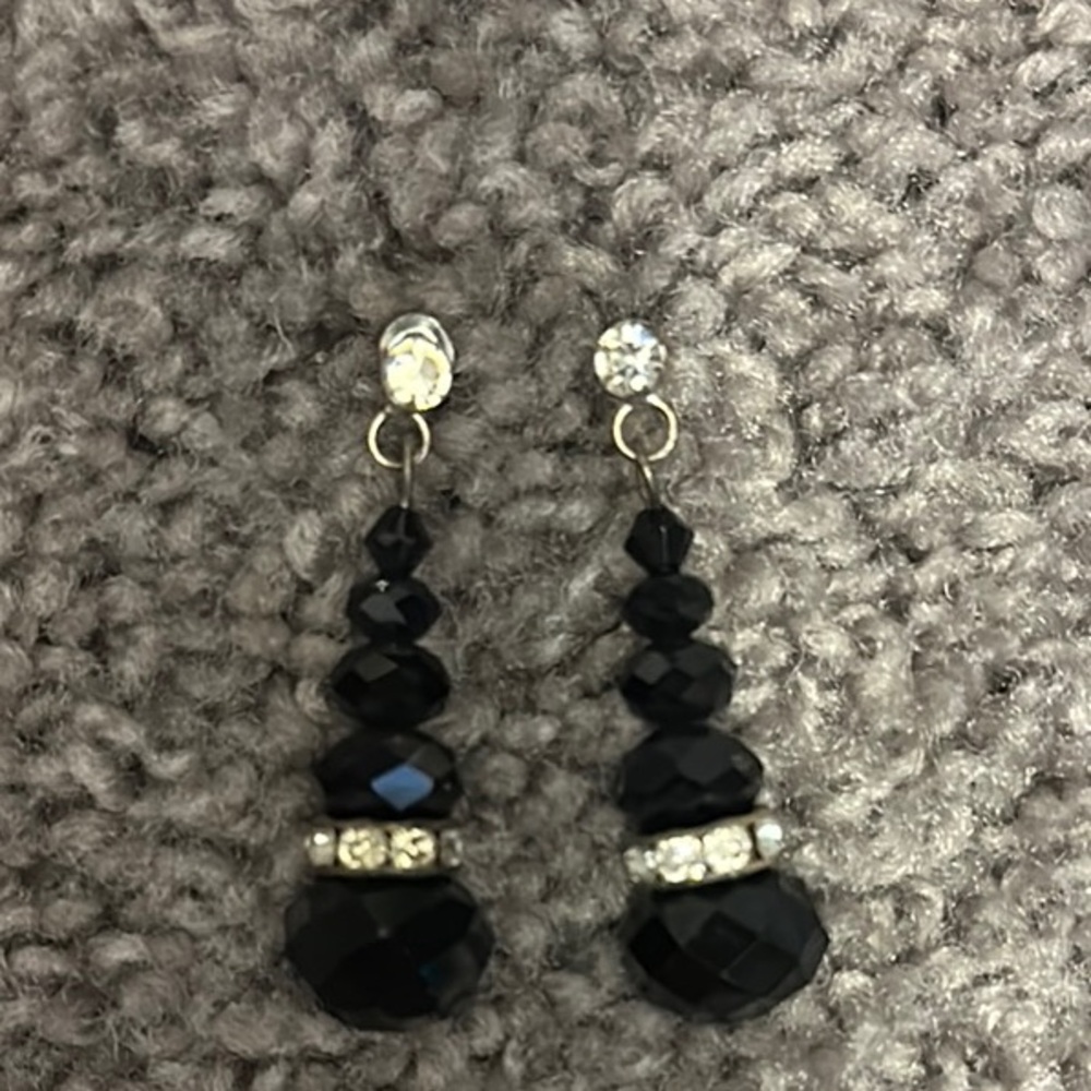 Elegant Black and Silver Drop Earrings